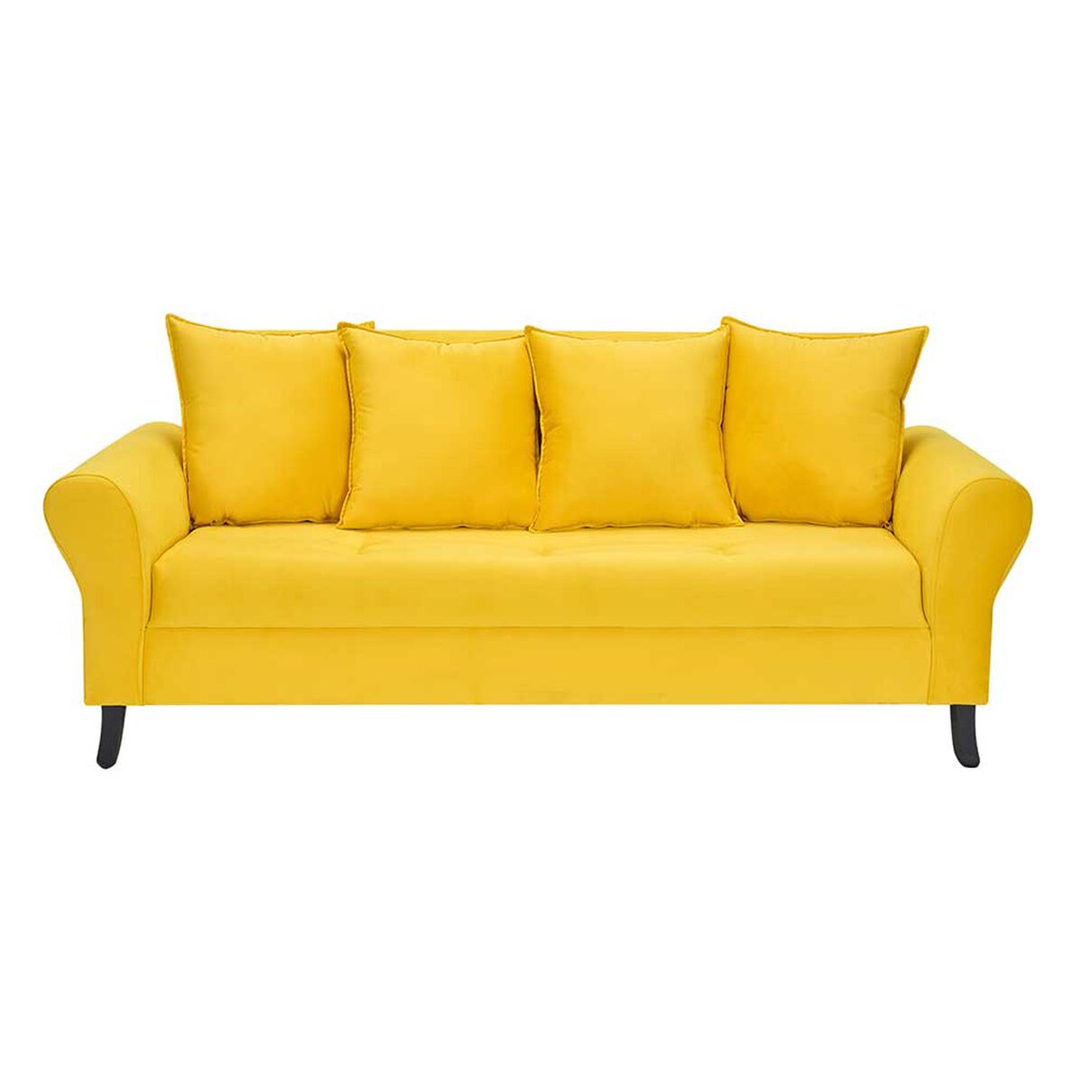 Juego de Living Bodevir Lua Felpa 3 Cuerpos + Dos Poltronas 1 Cuerpo Amarillo