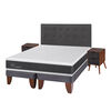 Cama Europea CIC 2 Plazas  Ortopedic + Respaldo + 2 Veladores Eufrates