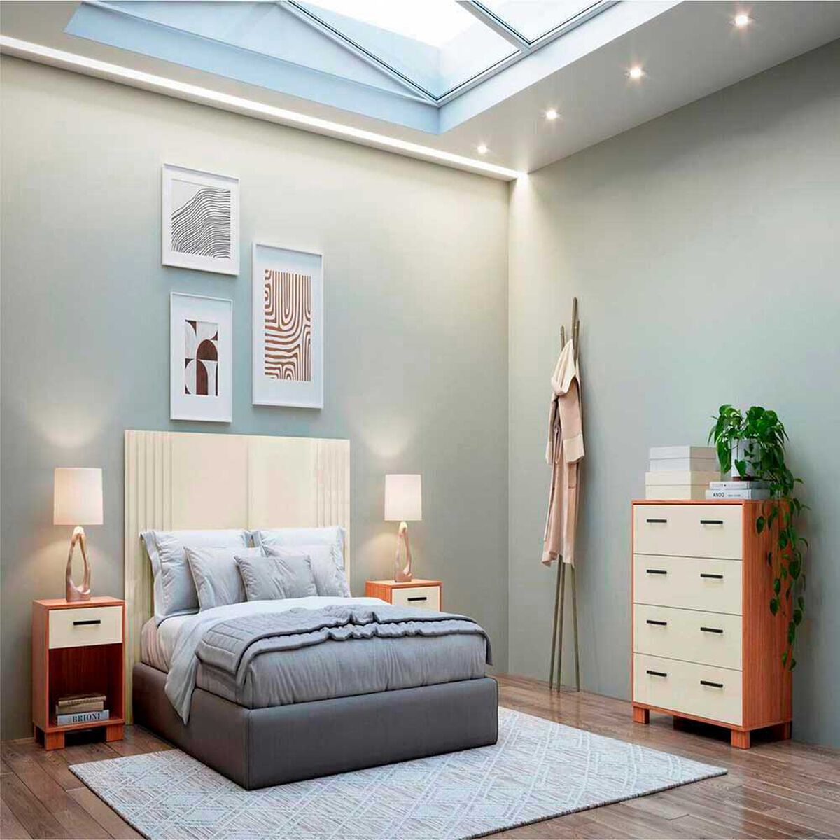 Velador Roca Londrina Blanco Canela 1 Caj&oacute;n