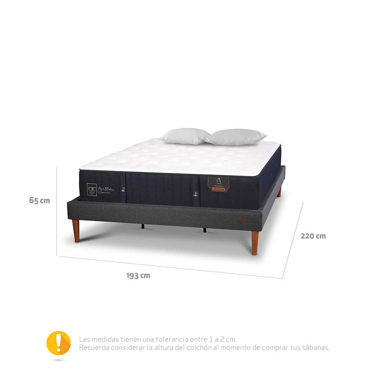 Cama Europea CIC King Premium + Almohadas