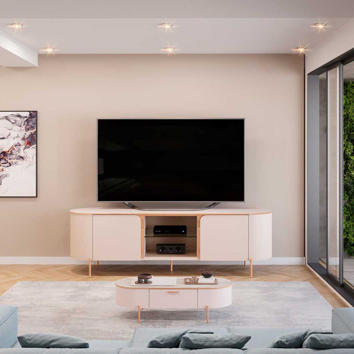 Rack TV Adele Altavision Hasta 65" Blanco Crema