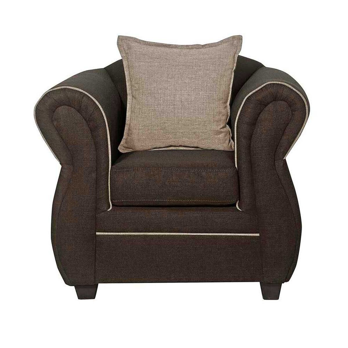 Juego de Living Black Factory Emili Sof&aacute; 3 Cuerpos + Dos Sillones 1 Cuerpo Caf&eacute;