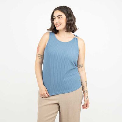 Polera Sin Mangas Mujer Extralindas Azul, Crudo