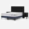 Cama Europea Rosen Base Dividida King Autonomy + Respaldo + 2 Veladores Issey Grafito
