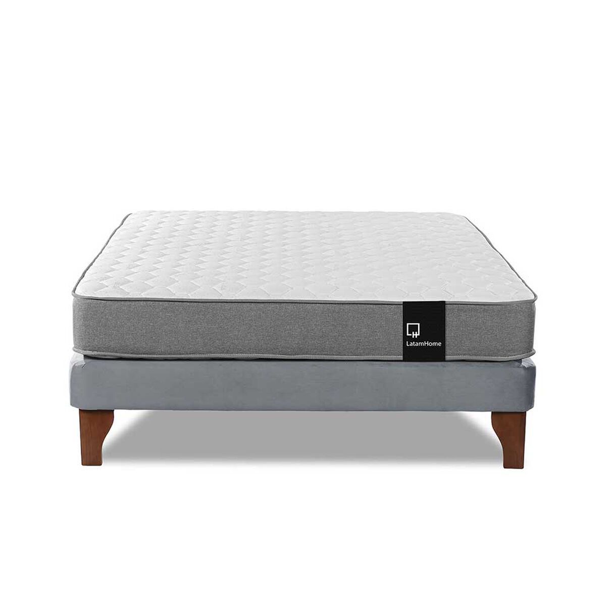 Cama Europea Latam Home Full Zen Best Tela Velvet Gris