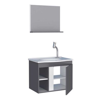 Imagen 2 del producto Vanitorio + Lavamanos + Espejo con Repisa Vekkahome Safira Gris