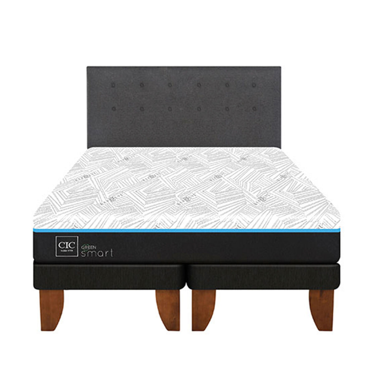 Cama Europea CIC Green Infinity King + 1 Respaldo Eufrates