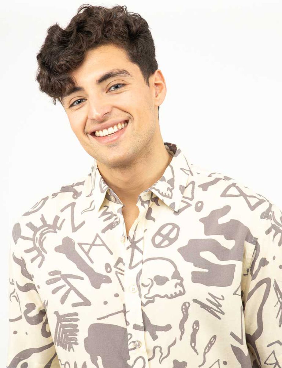 Camisa Estampada Manga Corta Hombre Icono
