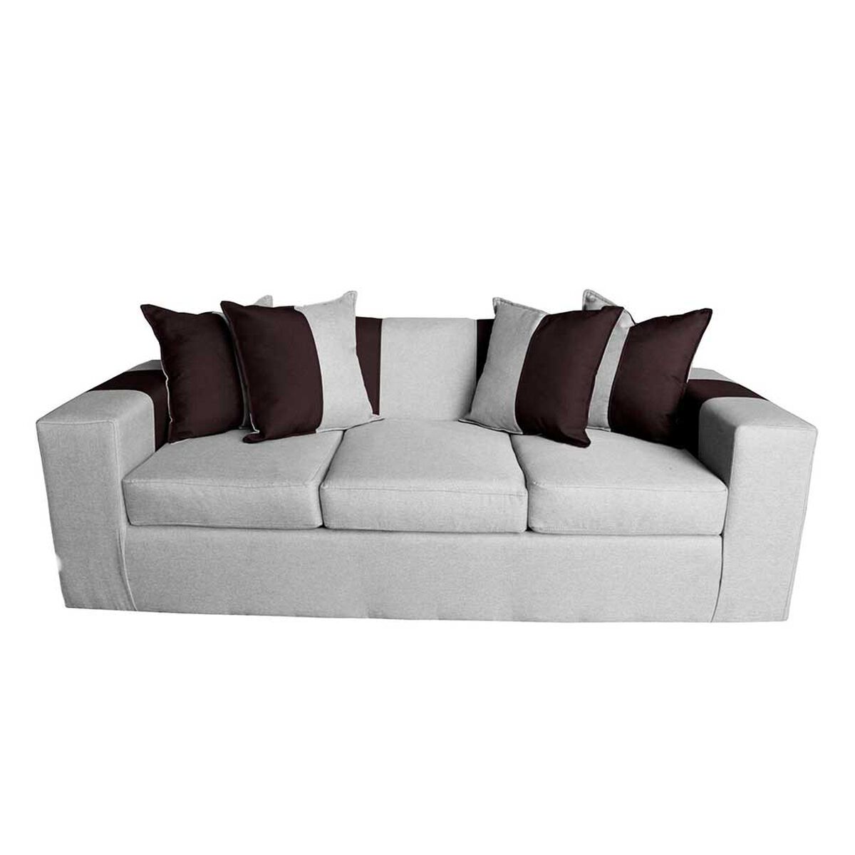 Sof&aacute; Muebles MYM Benjamin 3 Cuerpos + Dos Pouf 1 Cuerpo Gris Negro