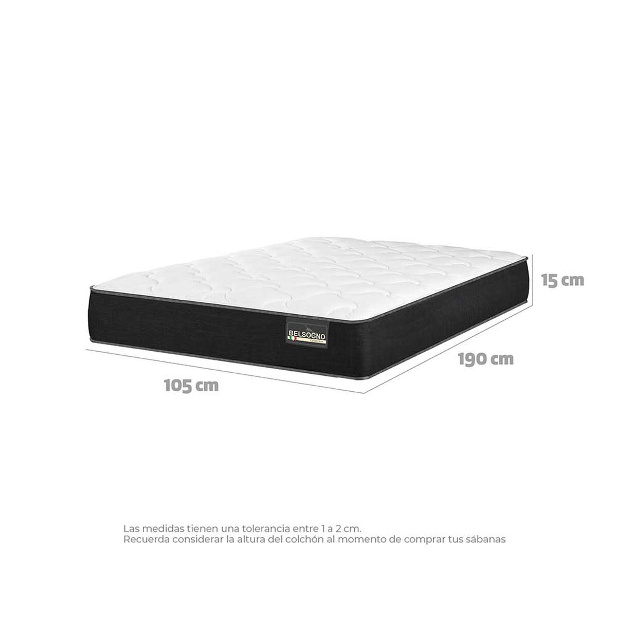 Colchón Belsogno 1,5 Plazas Lite Black