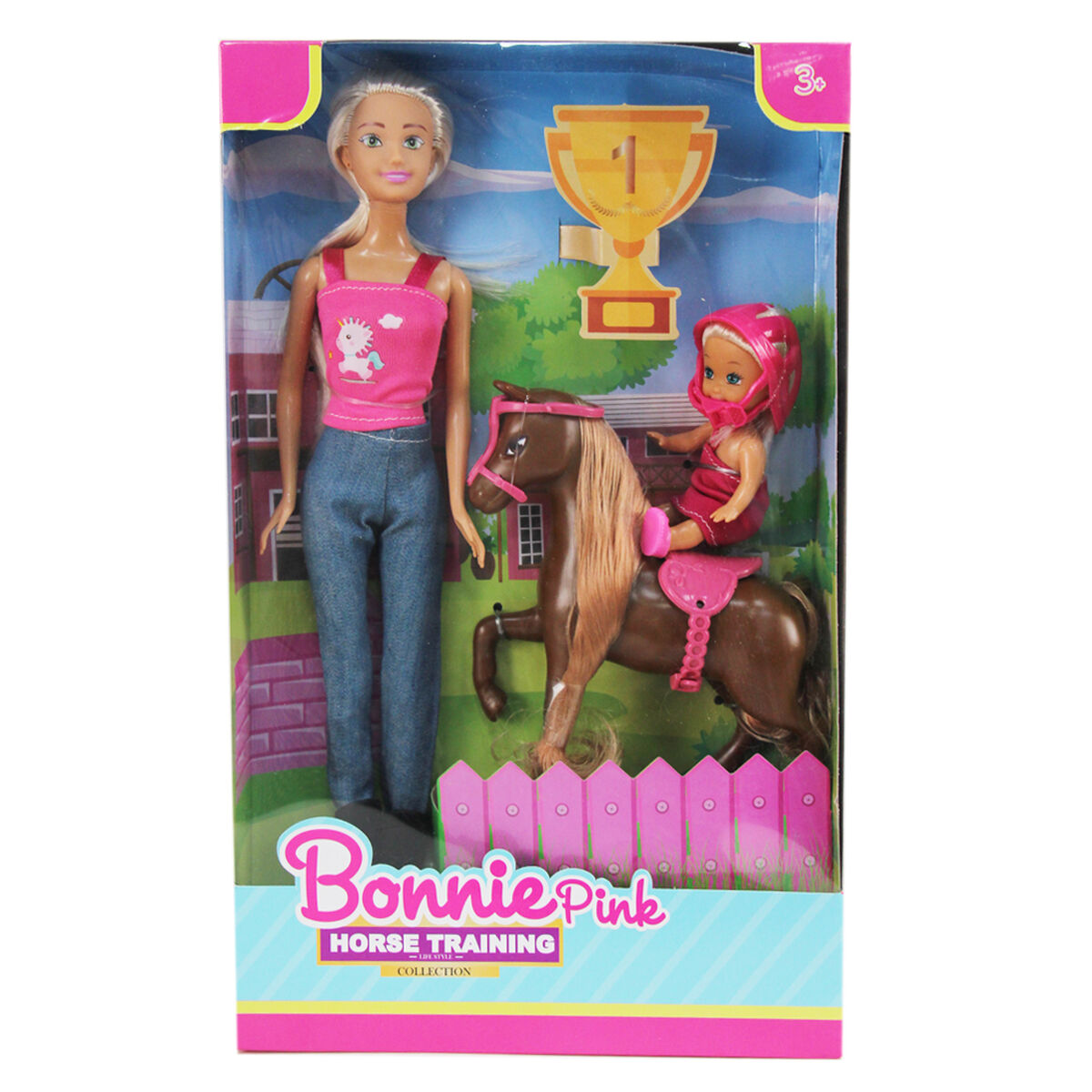 Muñeca Bonnie de 29 cm con entrenamiento de caballos Boonie Pink