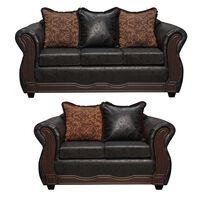 Juego de Living Black Factory Sofia Sofá 3 Cuerpos + Sofá 2 Cuerpos Negro