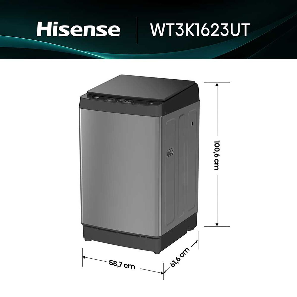 Lavadora Hisense WT3K1623UT 16 Kg.