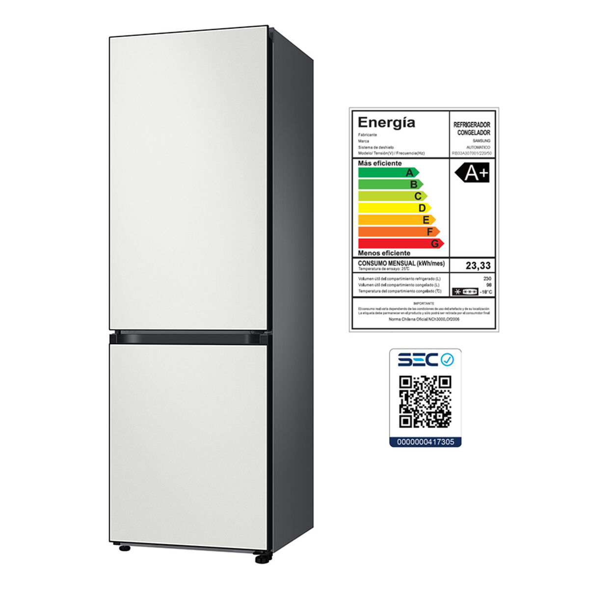 Refrigerador Bottom Freezer Samsung Bespoke 328 lts con Space Max