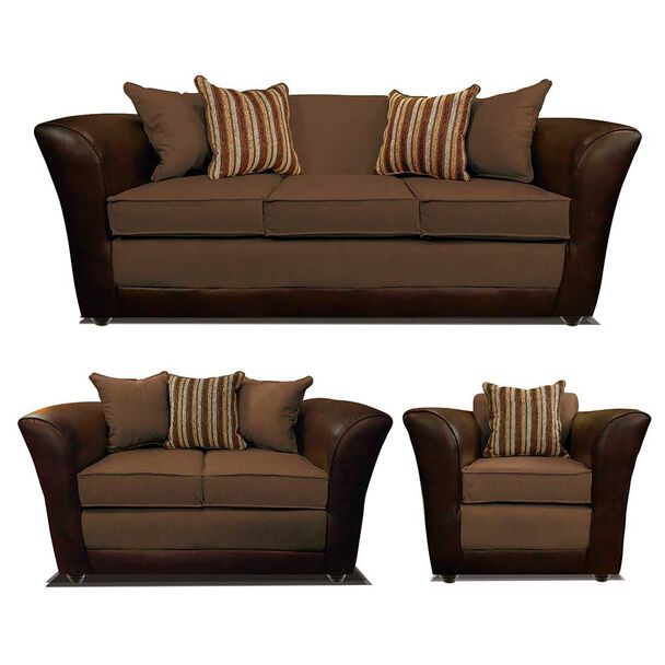 Juego de Living Elegant Detail Minesota Sofá 3 Cuerpos + Sofá 2 cuerpos + Sillón 1 Cuerpo Café