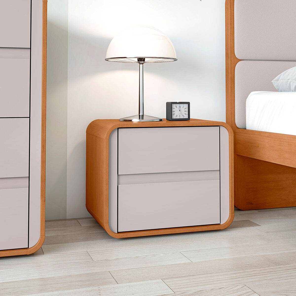 Velador Di Poretti Design Loop 2 Cajones Caf&eacute; Claro