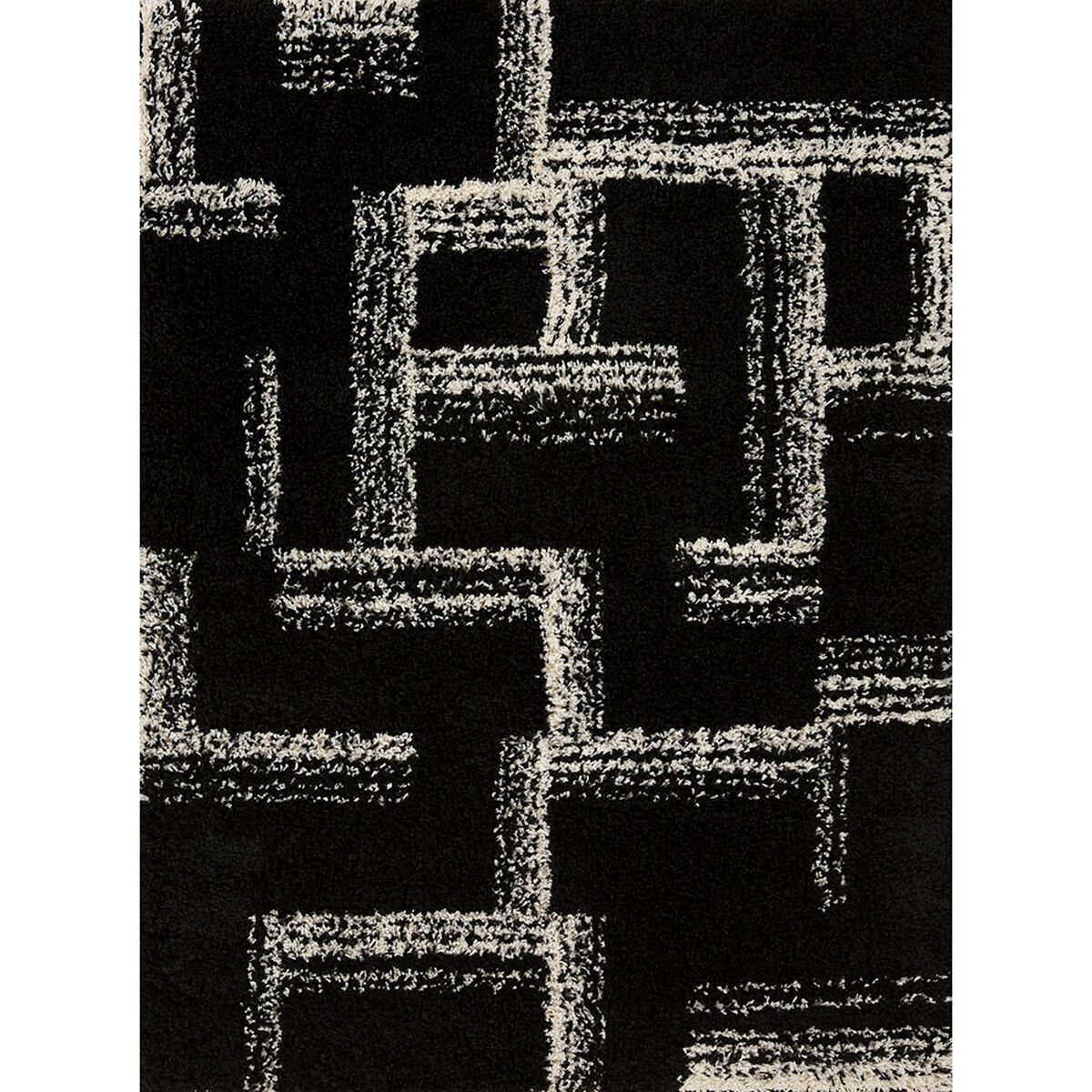 Bajada de Cama Idetex Shaggy Maze 133 x 180 cm Negro