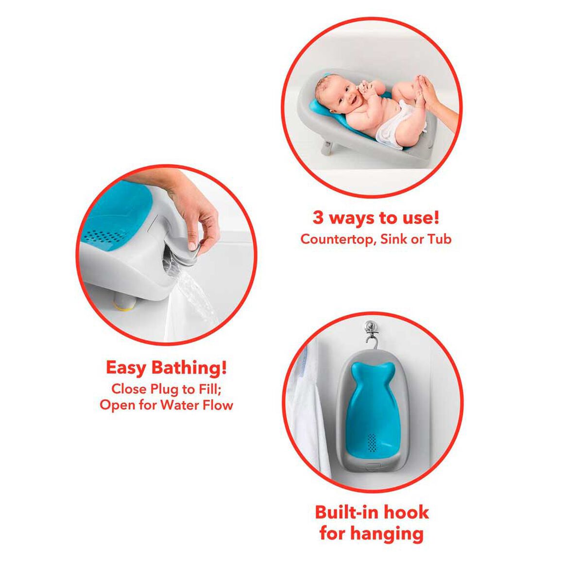 Bañera para bebé con Hamaca Recline & Rinse Bather-Blue Verde Skip Hop