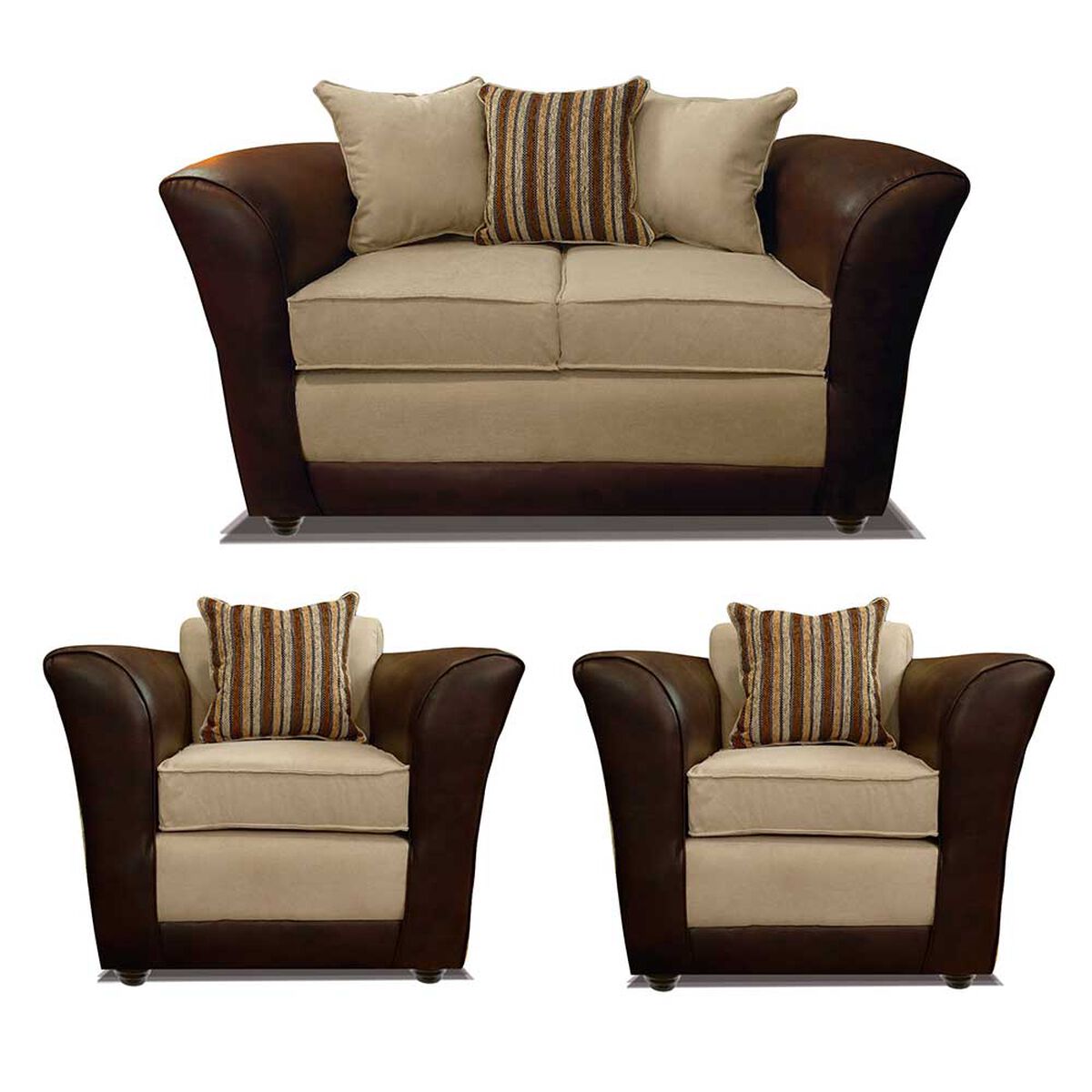 Juego de Living Elegant Detail Minesota Sofá 2 Cuerpos + Dos Sillones 1 Cuerpo Beige