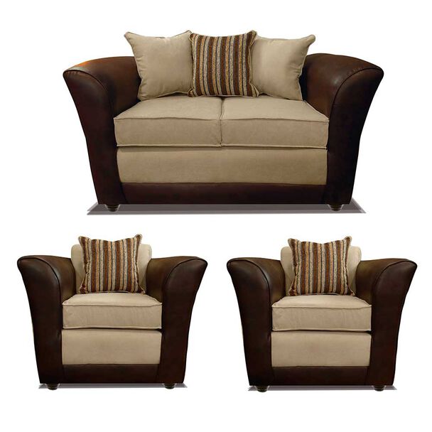 Juego de Living Elegant Detail Minesota Sofá 2 Cuerpos + Dos Sillones 1 Cuerpo Beige