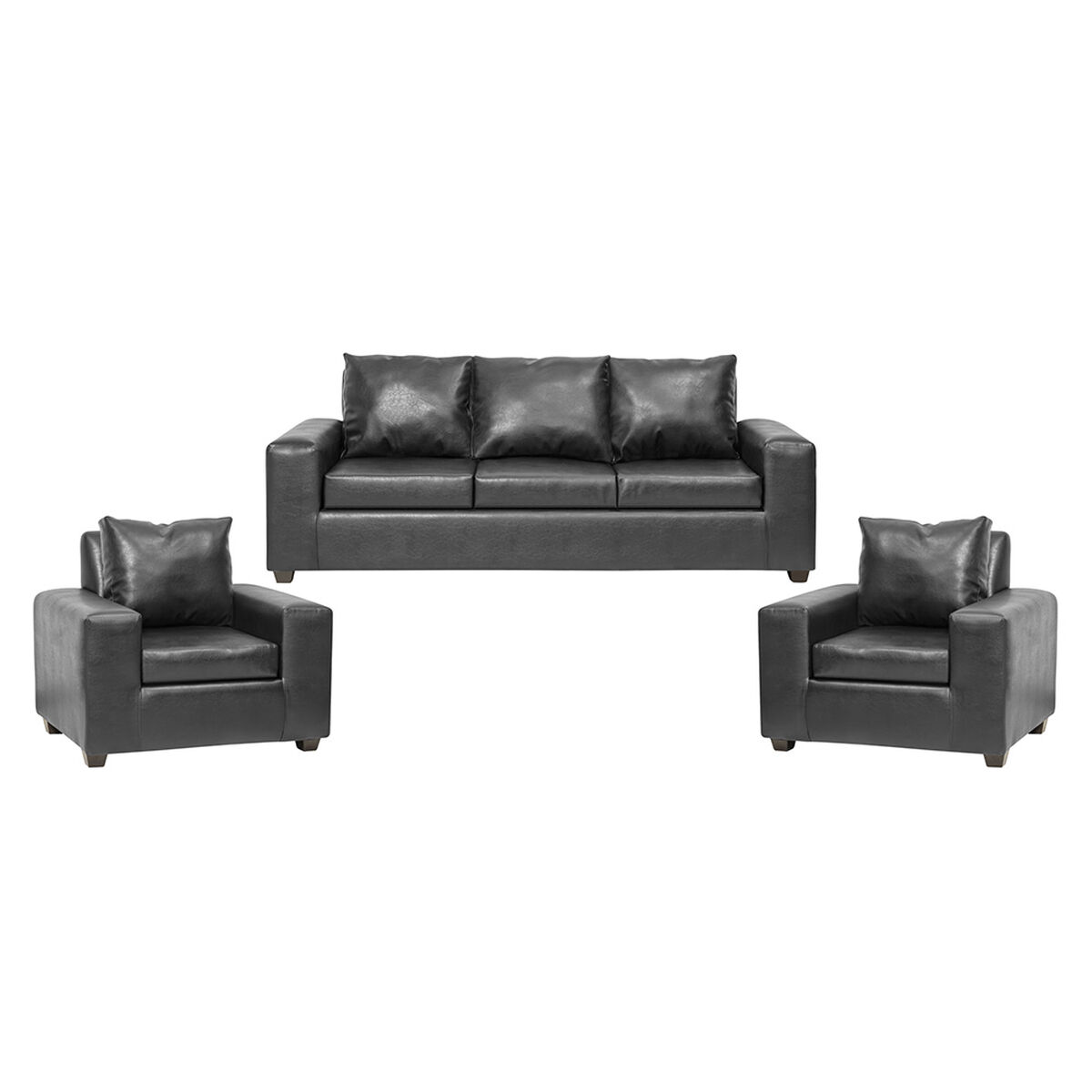 Juego de Living Innovamuebles Kahlo Sofá 3 Cuerpos + Dos Sillones 1 Cuerpo Negro