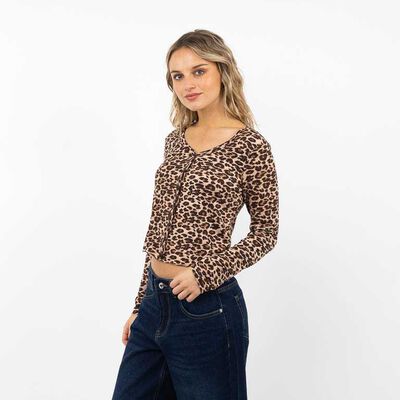 Sweater Mujer Icono Animal, Gris, Negro