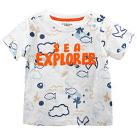 Polera Manga Corta de Algodón Chess Baby Crudo, Celeste, Grey Mlg