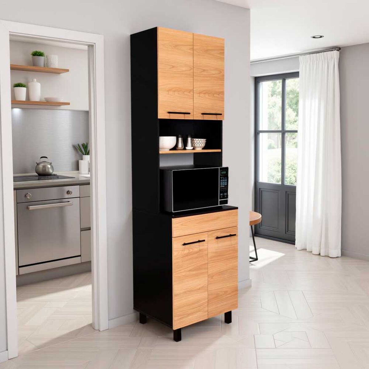 Mueble de Cocina TuHome Luna 4 Puertas Wengue Fresno Europeo