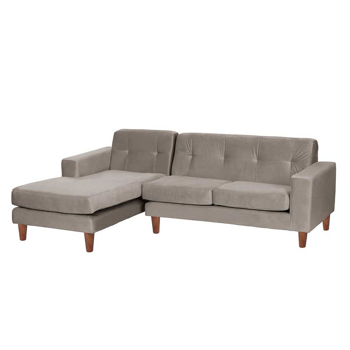 Sof&aacute; Seccional Izquierdo Latam Home Salermo Tela Velvet 3 Cuerpos Gris