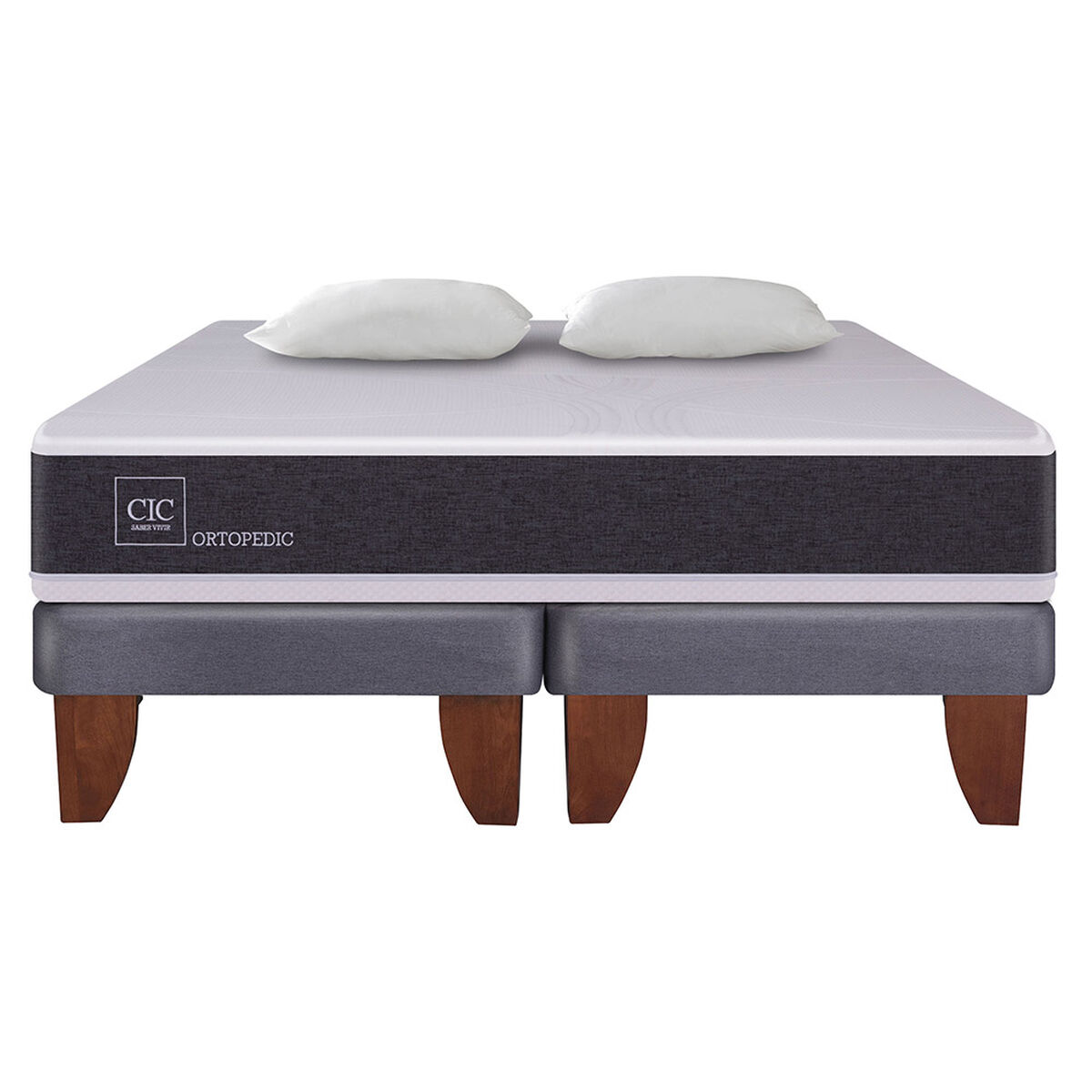 Cama Europea CIC Base Dividida 2 Plazas Ortopedic + Almohadas