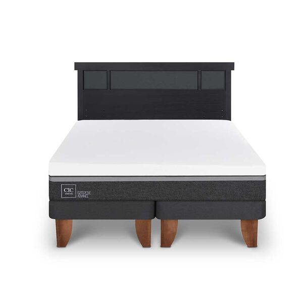 Cama Europea CIC Base Dividida 2 Plazas Ortopedic Advance + Respaldo Dublin Negro