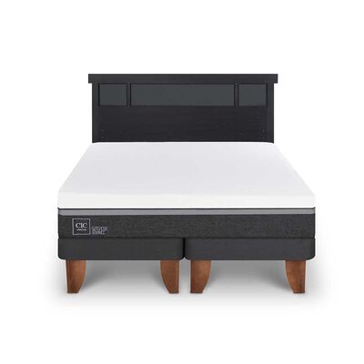 Imagen 1 del producto Cama Europea CIC Base Dividida 2 Plazas Ortopedic Advance + Respaldo Dublin Negro