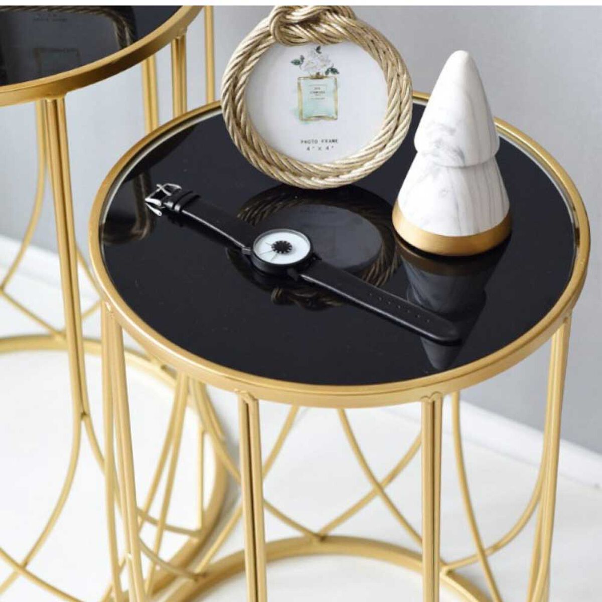 Set 2 Mesas de Vidrio Ankara Store T1010 Dorado