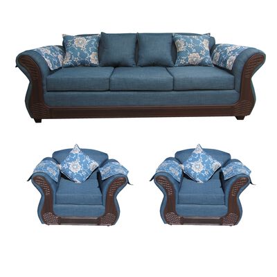 Imagen 1 del producto Juego de Living Almore Irlanda Sofá 3 Cuerpos + Dos Sillones 1 Cuerpo Azul