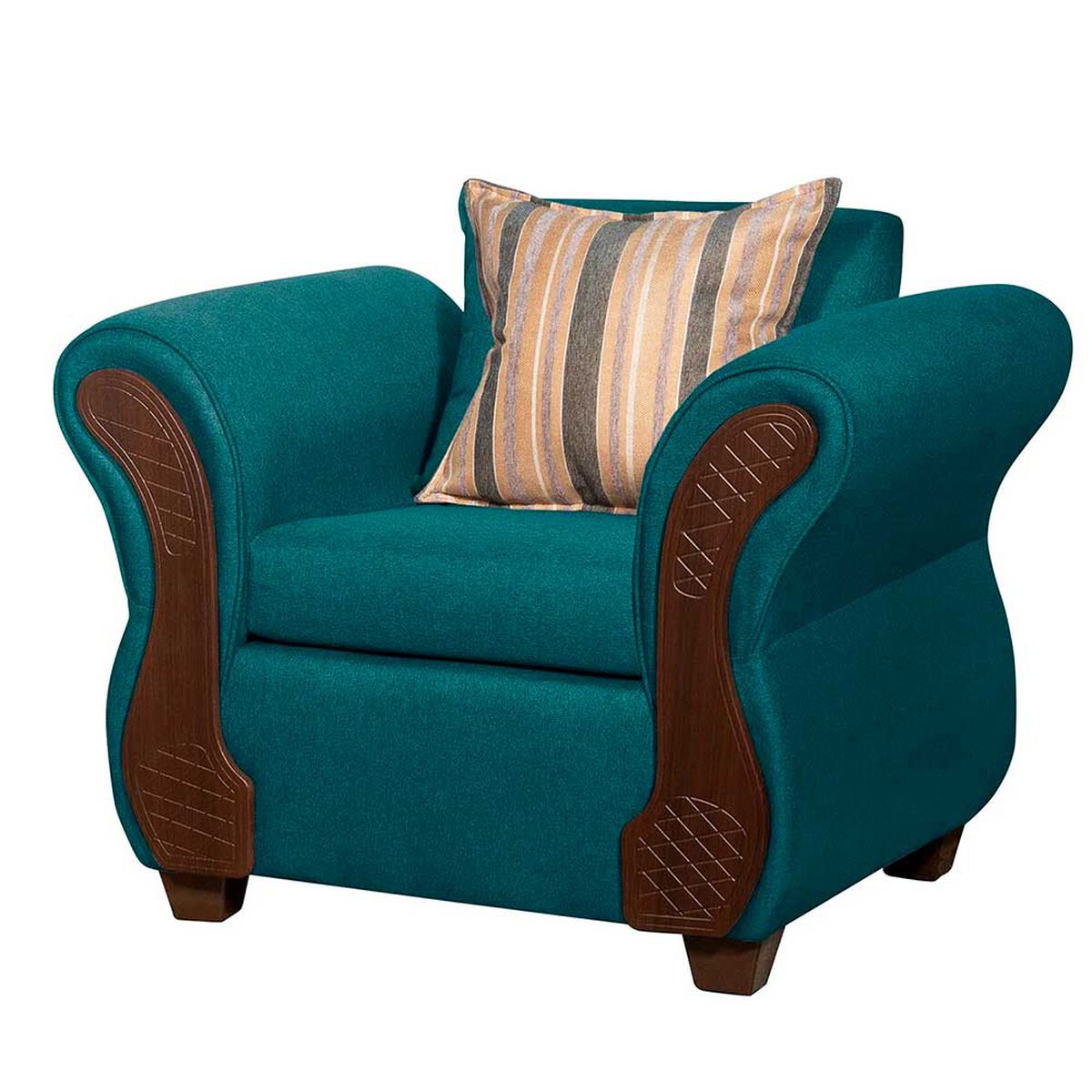 Juego de Living Ruzam Mobel Marsella Sof&aacute; 3 Cuerpos + Dos Sillones 1 Cuerpo Lino Turquesa