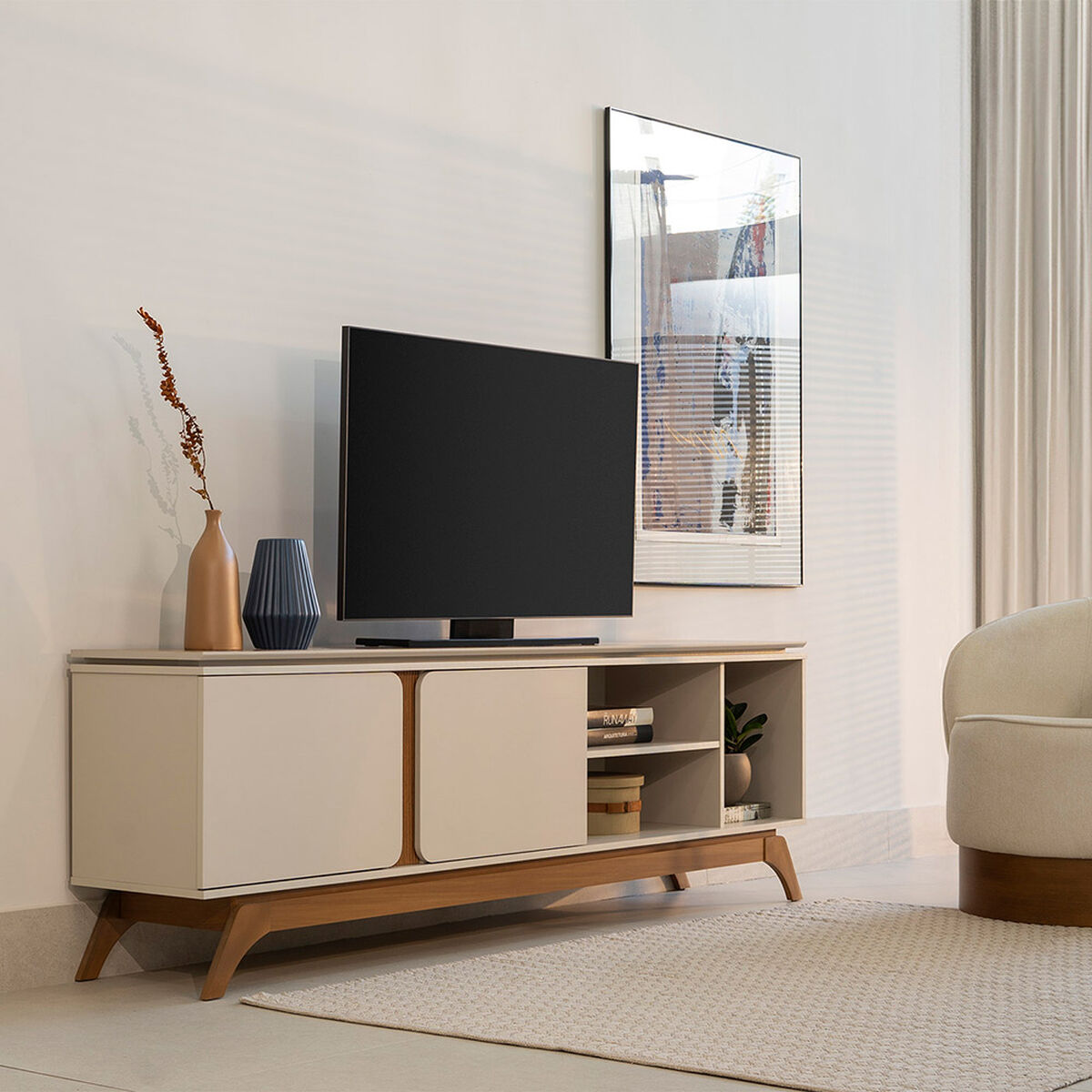 Rack TV Di Poretti Design Istambul Hasta 70" Caf&eacute; Claro