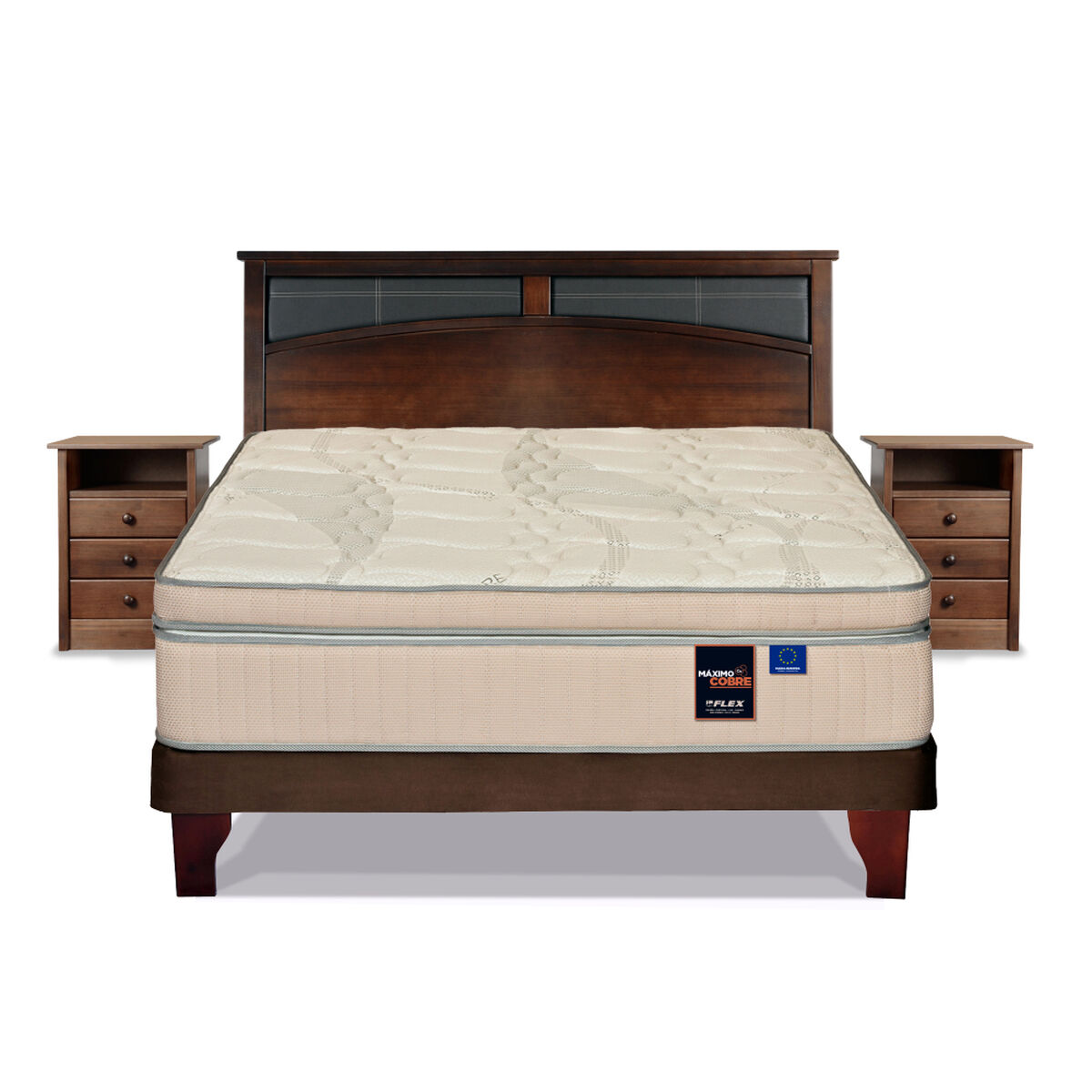 Cama Europea 2 Plazas Máximo Cobre  + Set Maderas