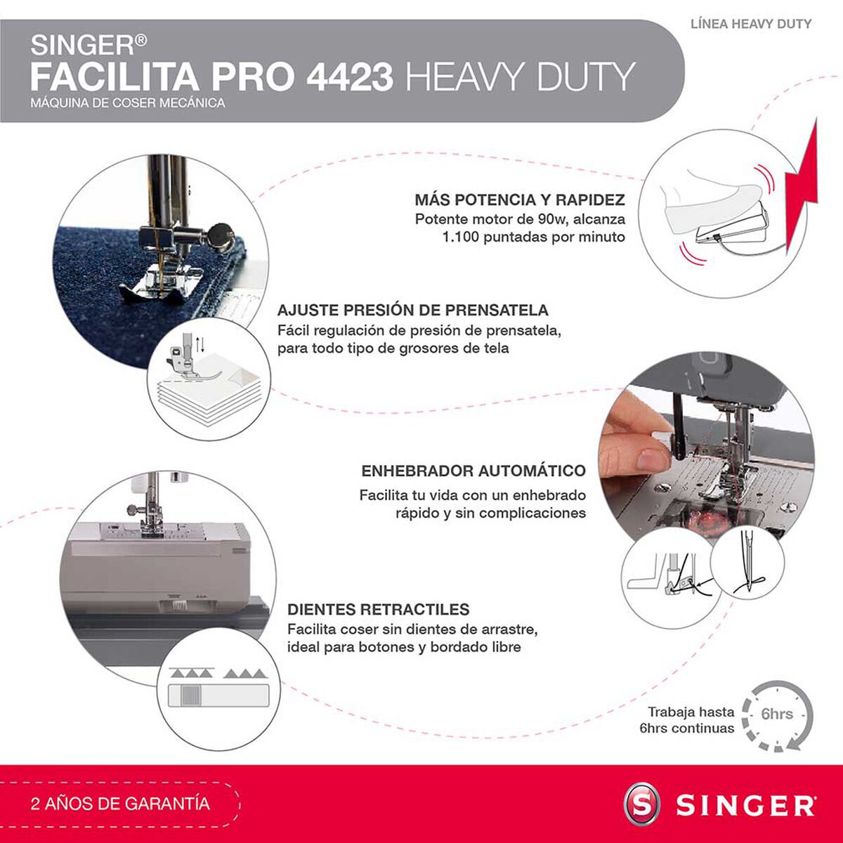 Máquina de Coser Brazo Libre Singer 4423 Facilita Pro