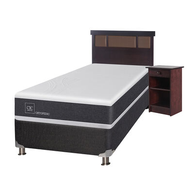 Imagen 2 del producto Box Spring CIC 1,5 Plazas New Ortopedic + Respaldo + Velador New Dublin