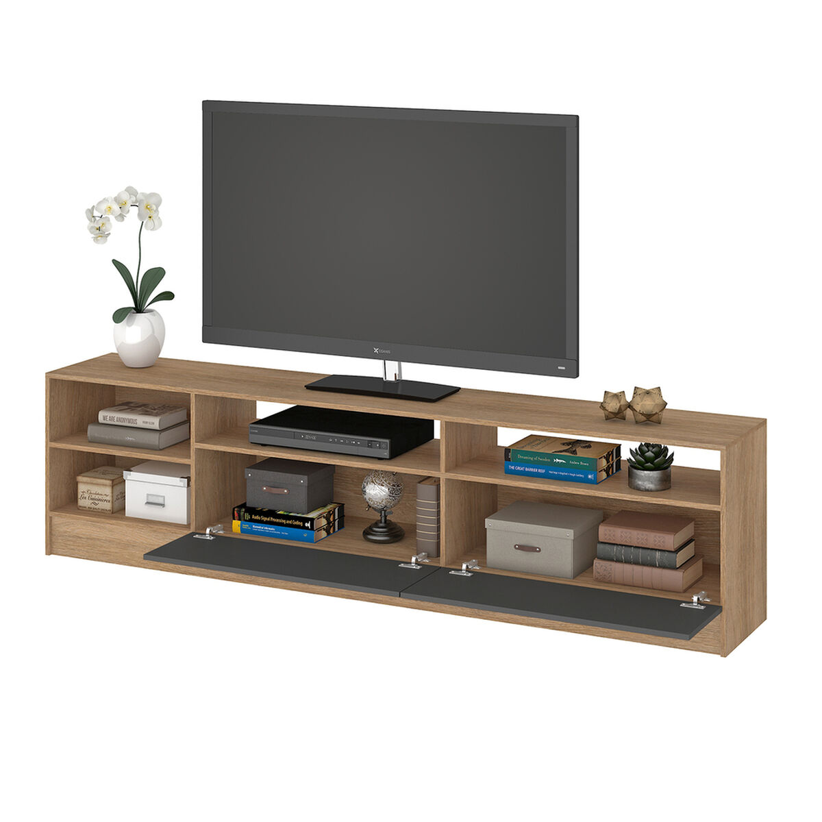 Rack TV Vekkahome Moyan 75 pulgadas Café