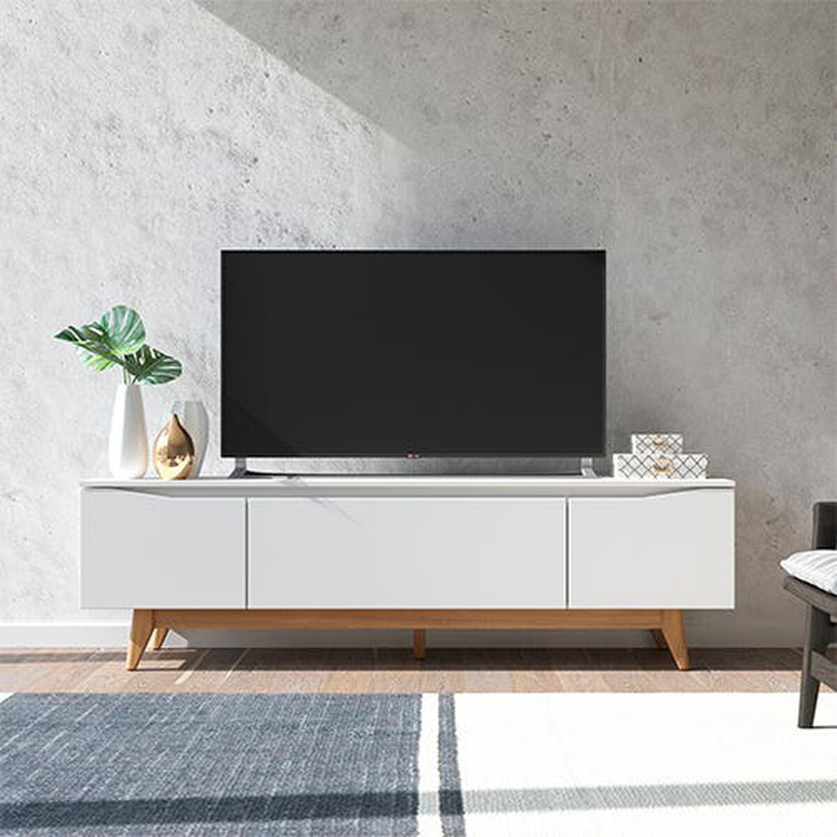 Rack TV Decocasa Flyn Hasta 75" Blanco