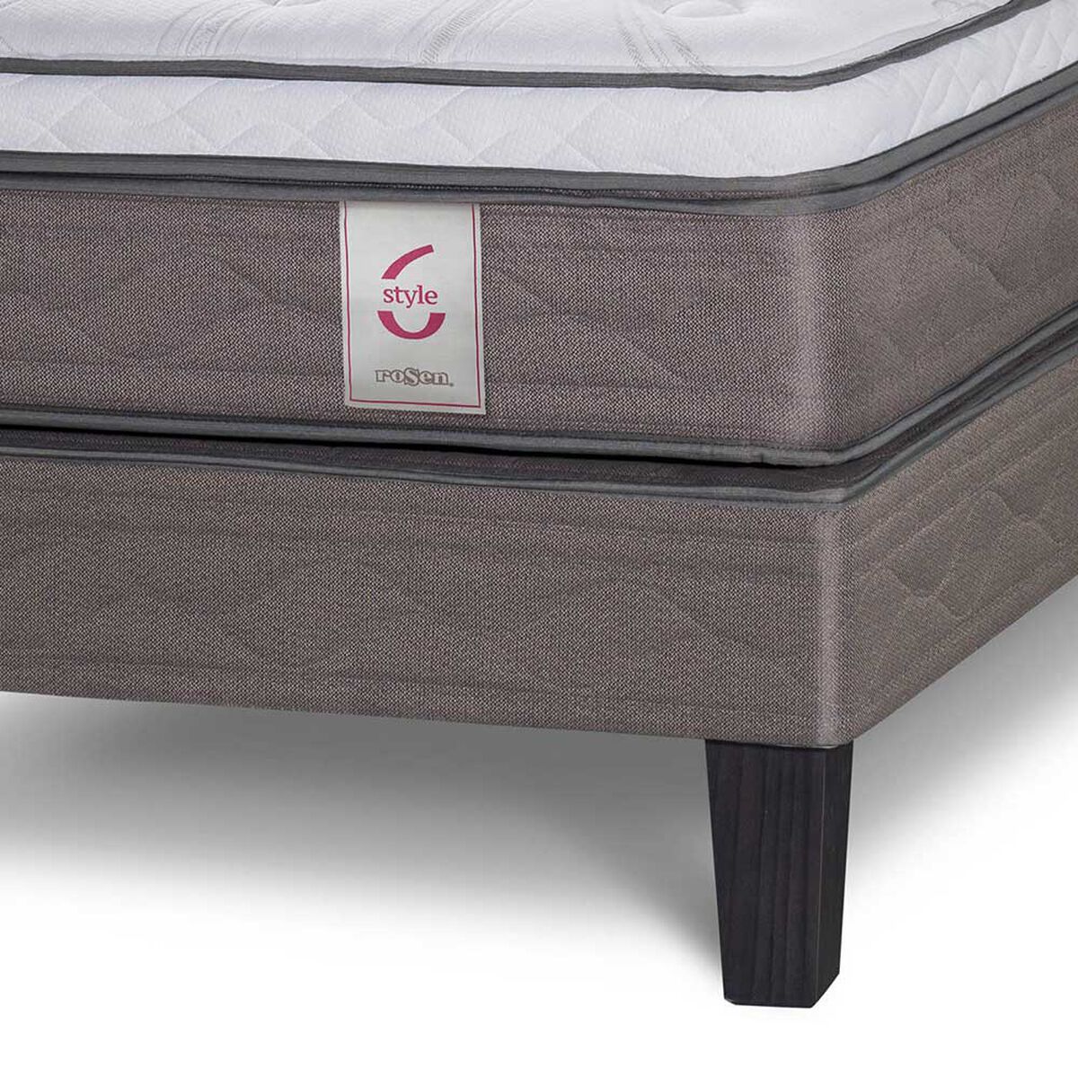 Cama Europea Rosen 2 Plazas New Style 6 + Respaldo + 2 Veladores Charles