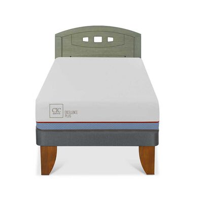Cama Europea CIC 1,5 Plazas Excellence Plus + Respaldo Gales Olivo