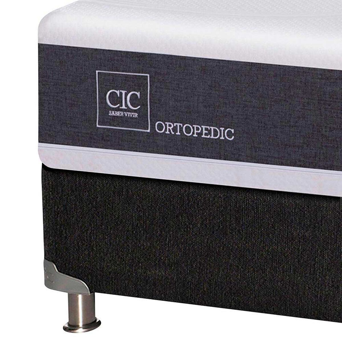 Box Spring CIC 1,5 Plazas New Ortopedic + Respaldo + Velador New Torino