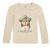 Polera Manga Larga Niña Chess Beige, Blanco