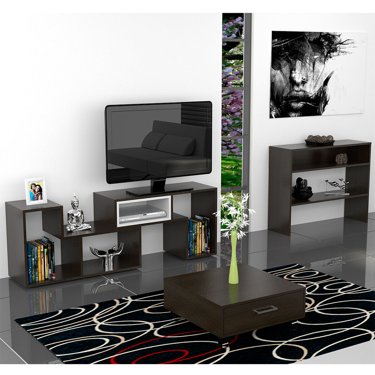 Rack TV Extensible + Mesa de Centro + Arrimo Beijing TuHome