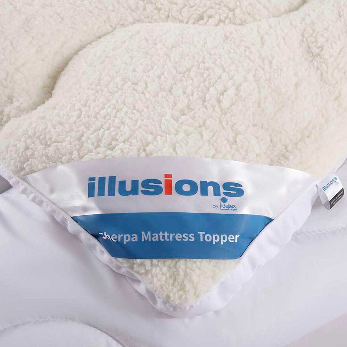 Topper Sherpa Illusions 1,5 Plazas Microfibra Blanco