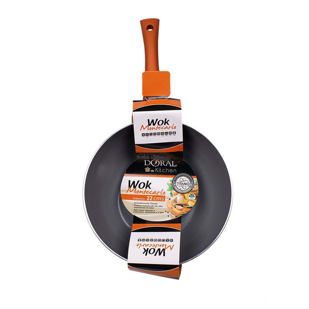 Wok Acero Inoxidable Doral Montecarlo Salmón 22 cm