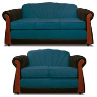 Juego de Living Elegant Detail Marsella Sofá 3 Cuerpos + Sofá 2 Cuerpos Azul