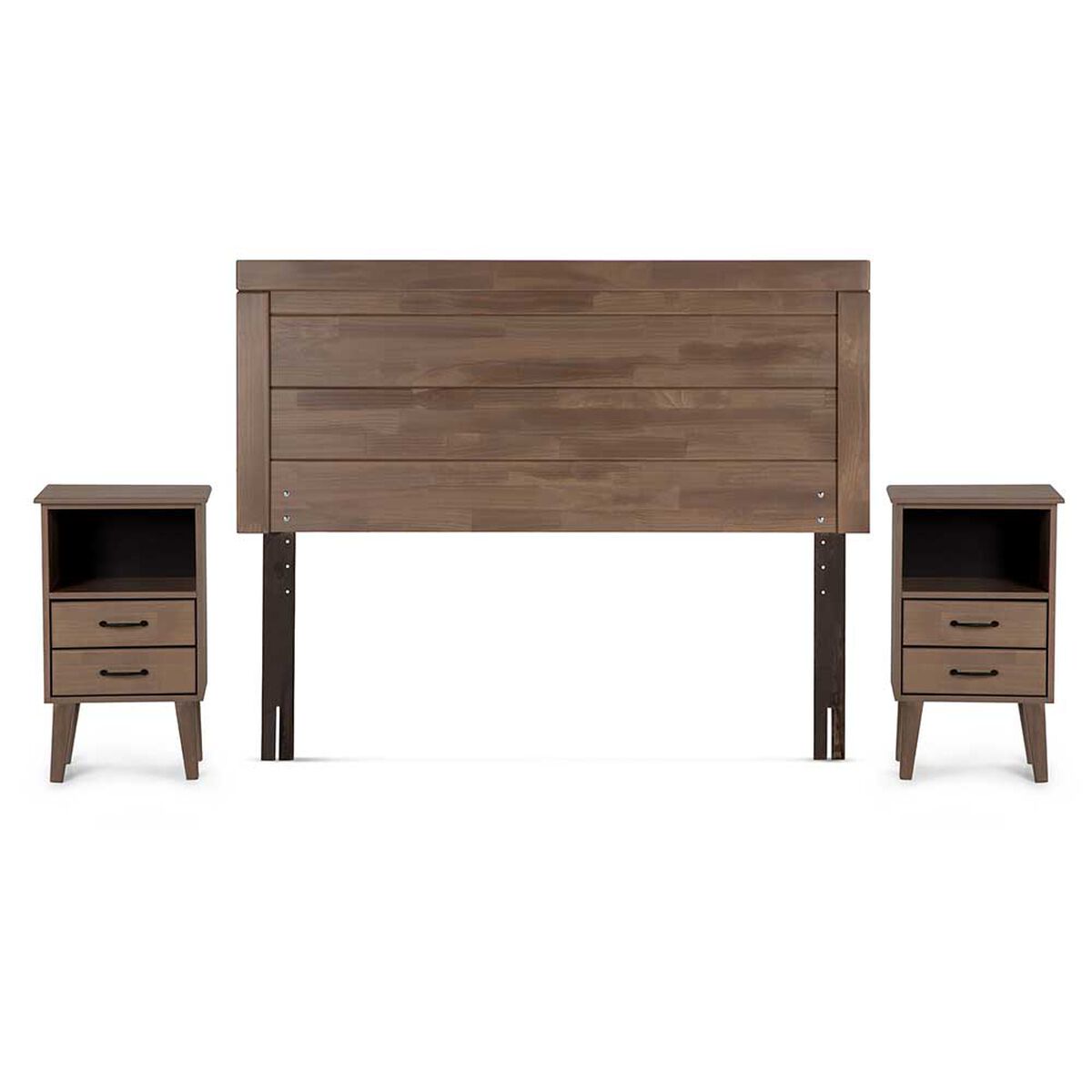 Cama Europea Rosen Base Dividida 2 Plazas Tempo + Respaldo + 2 Veladores Sicilia